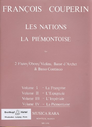 Les nations la piemontoise fr 2 Flten, Violoncello und Bc Partitur und Stimmen