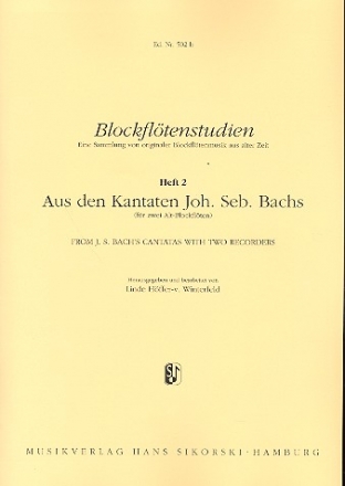 Blockfltenstudien Band 2 Aus den Kantaten J.S. Bachs