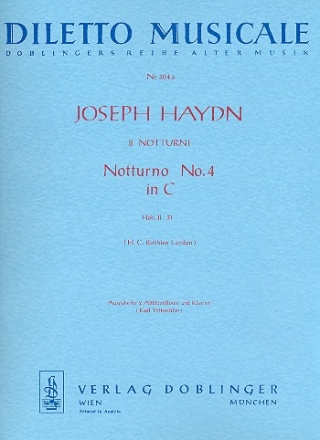 Notturno C-Dur Nr.4 Hob.II:31 fr 2 Altblockflten und Orchester fr 2 Altblockflten und Klavier