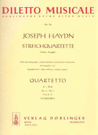 Quartetto C-Dur op.9,1 fr 2 Violinen, Viola und Violoncello Stimmen