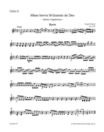 Missa brevis Sti Joannis de Deo Hob.XXII:7 fr Soli, Chor und Orchester,  Violine 2