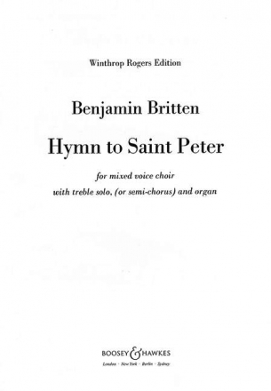 Hymn to Saint Peter op. 56a fr Sopran, gemischter Chor (SATB) und Orgel Chorpartitur