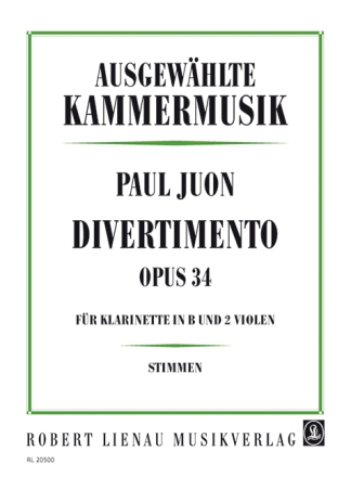 Divertimento op.34 Fr Klarinette und 2 Violen Partitur und Stimmen