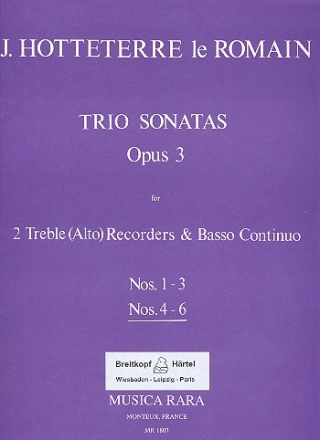 Triosonaten op.3 Band 2 (Nr.4-6) fr 2 Altblockflten und Bc