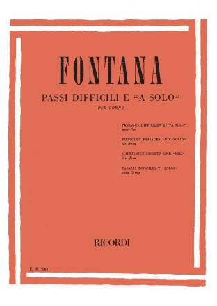 PASSI DIFFICILI E A SOLO PER CORNO FONTANA, CARLO, ED