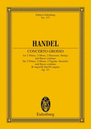 Concerto grosso b flat major, op.3,1 fr Orchester Miniature score