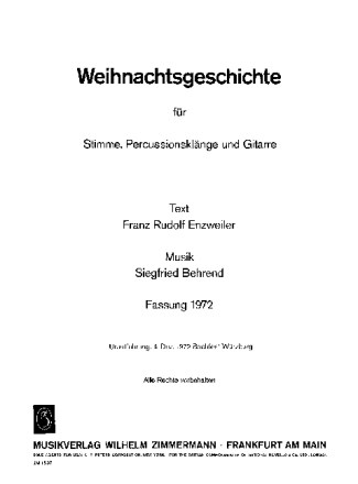 Weihnachtsgeschichte fr Stimme, Percussion und Gitarre