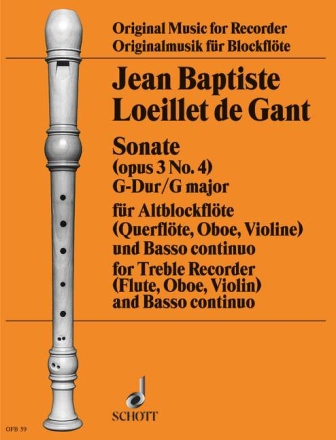 Sonate G-Dur op.3,4 fr Altblockflte und Klavier