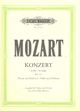 Konzert G-Dur KV216  fr Violine und Orchester fr Violine und Klavier