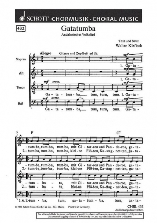 Gatatumba fr gemischten Chor (SATB) Chorpartitur