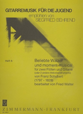 Beliebte Walzer und Moment musical fr 2 Flten und Gitarre Partitur und 2 Stimmen