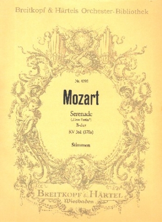 Serenade B-Dur KV361 fr 2 Oboen, 2 Klarinetten, 2 Bassetthrn., 4 Hrner, 2 Fg. und Kontraf 13 Stimmen