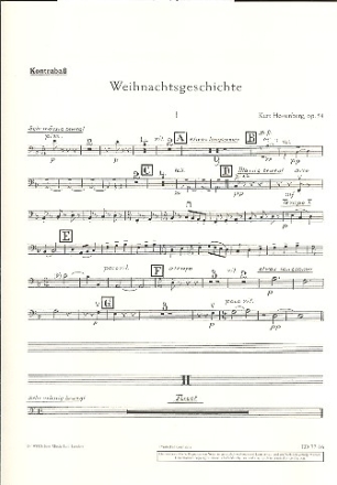 Weihnachtsgeschichte op. 54 fr gemischten Chor (SATB) mit Soli (STB) und Streichorchester, Flte  Einzelstimme - Kontrabass