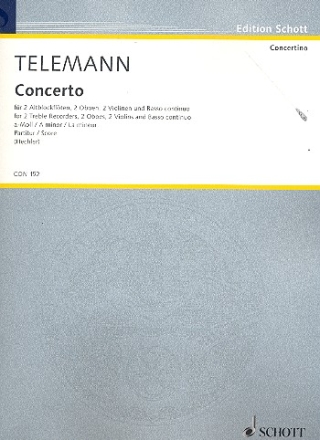 Concerto a-Moll fr 2 Alt-Blockflten (Flten), 2 Oboen (Violinen, Tenor-Blockflten), Partitur - = Klavier, Cembalo