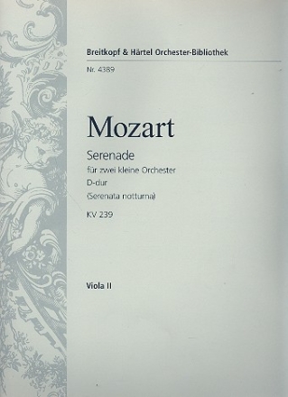 Serenade D-Dur KV239 fr 2 kleine Orchester Viola 2