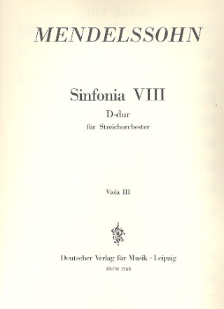 Sinfonia D-Dur Nr.8 fr Streichorchester Viola 3