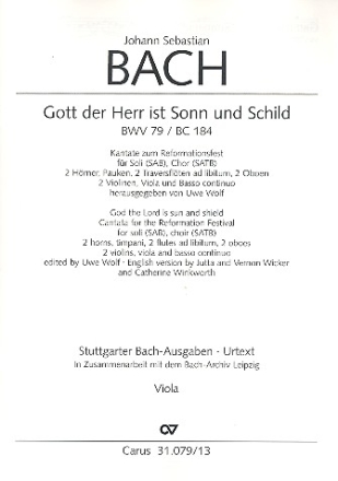 Gott der Herr ist Sonn und Schild Kantate Nr.79 BWV79 Viola