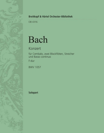 Konzert F-Dur BWV1057 fr Cembalo, 2 Flten und Streicher Blockflte 1