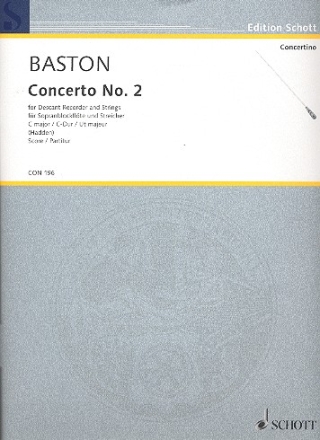 Concerto no. 2 c major for soprano recorder and strings score