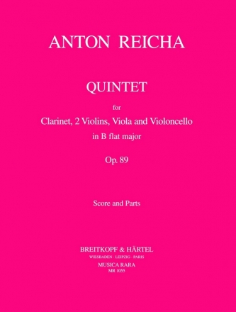 Quintett B-Dur fr Klarinette und Streichquartett Partitur und Stimmen