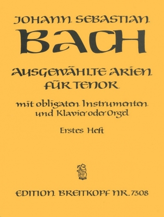 Ausgewhlte Arien Band 1 fr Tenor mit obligaten Instrumenten und Klavier (Orgel)