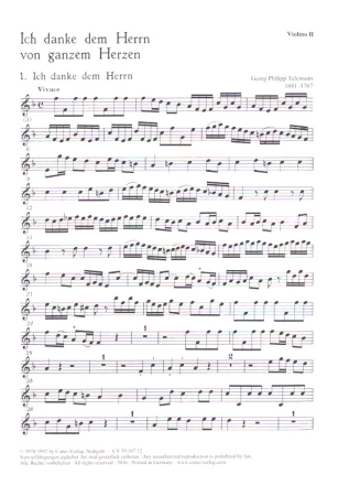 Ich danke dem Herrn von ganzem Herzen fr Soli (SATB), Chor und Orchester Violine 2