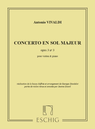 CONCERTO SOL MAJEUR POUR VIOLON ET ORCHESTRE A CORDES, R 310/P 96/ F I:173    EDITION VIOLON/PIANO