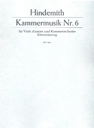 Kammermusik Nr. 6 op. 46/1 fr Viola d'amore und Kammerorchester Klavierauszug mit Solostimme