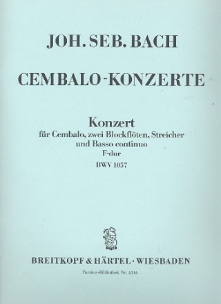 Konzert F-Dur BWV1057 fr Cembalo, 2 Flten und Streicher Partitur