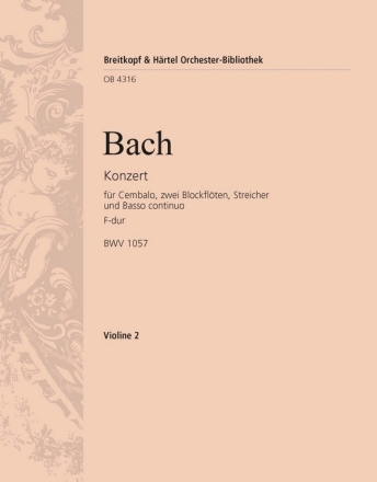 Konzert F-Dur BWV1057 fr Cembalo, 2 Flten und Streicher Violine 2