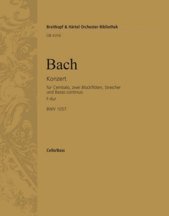 Konzert F-Dur BWV1057 fr Cembalo, 2 Flten und Streicher Violoncello / Kontrabass