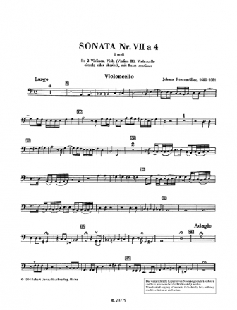 Sonate d-Moll Nr.7  4 fr Streicher und Bc Violoncello