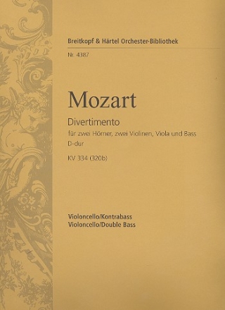 Divertimento D-Dur KV334, KV320B fr Orchester Violoncello / Kontrabass