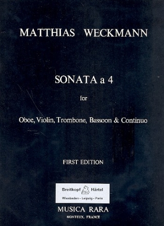 Sonata  4 for oboe, violin, trombone, bassoon and bc score and parts