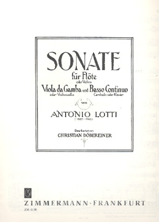 Sonate fr Flte (Violine), Viola da gamba (Violoncello), Klavier (Cembalo) Stimmen