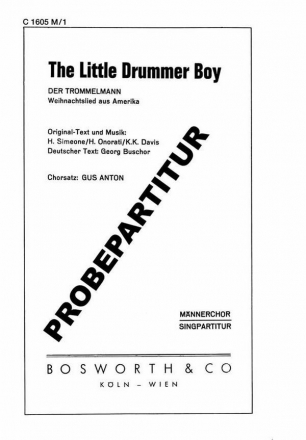 The little Drummer Boy fr Mnnerchor und Klavier Chorpartitur (dt)