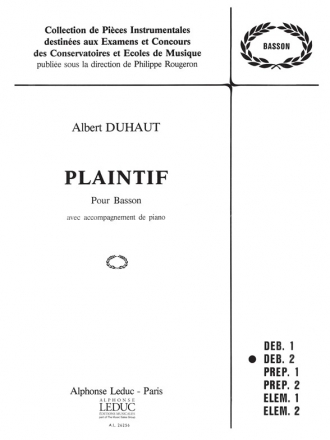 PLAINTIF POUR BASSON AVEC ACCOM- PAGNEMENT DE PIANO 0