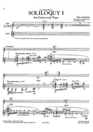 Soliloquy I for guitar and tape score