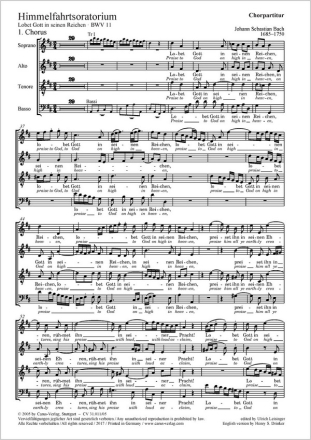 Lobet Gott in seinen Reichen Kantate Nr.11 BWV11 Chorpartitur