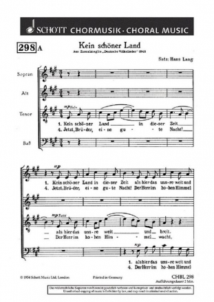 Nachtigallenkanon / Kein schner Land fr gemischten Chor (SATB) Chorpartitur