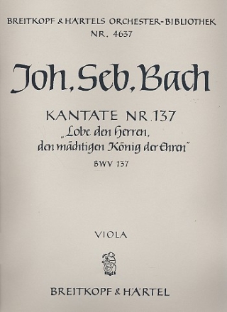 Lobe den Herren den Mchtigen Kantate Nr.137 BWV137 Viola