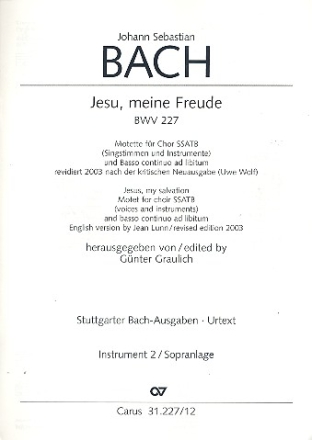 Jesu meine Freude BWV227 fr Chor (SSATB) und Instrumente Instrument 2