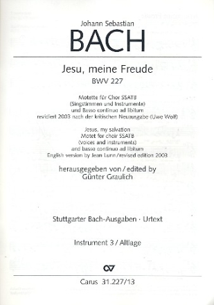 Jesu meine Freude BWV227 fr Chor (SSATB) und Instrumente Instrument 3