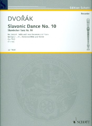 Slavonic Dance no.10 op.72,2 for 3 recorders (sat) and piano