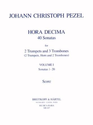 Hora decima vol.1 (Nos. 1-20) for 2 trumpets and 3 trombones Score + 6 parts