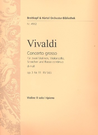 Concerto grosso d-Moll op.3,11 RV565 fr Orchester Violine 2 (= Violine solo 2)