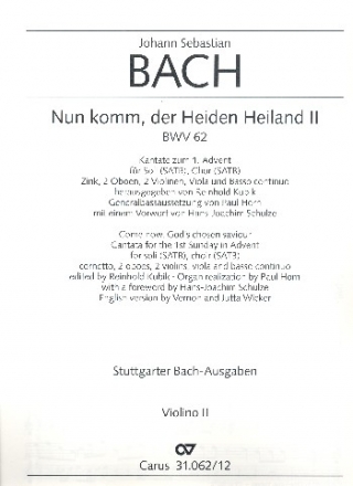 Nun komm der Heiden Heiland Nr.2 Kantate Nr.62 BWV62 Violine 2