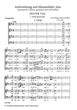 Auferstehung und Himmelfahrt Jesu - Oratorium fr Soli (SATB), Chor und Orchester Chorpartitur