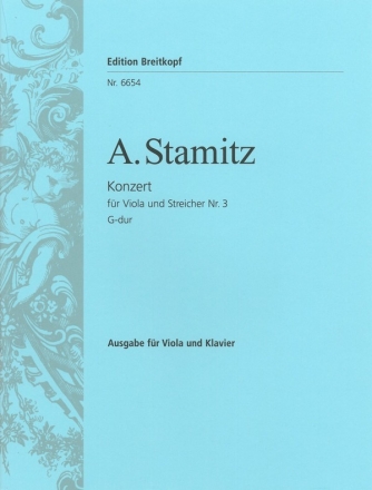 Konzert G-Dur Nr.3 fr Viola und Streichorchester fr Viola und Klavier