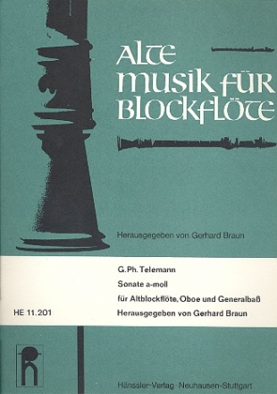 Sonate a-Moll fr Altblockflte, Oboe und Bc Partitur und Stimmen